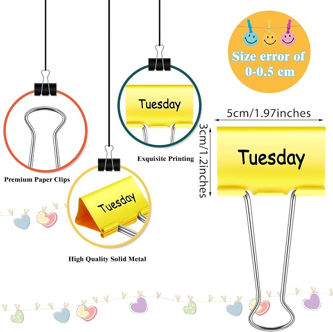 Tenare 6 Pieces Teacher Essentials Large Binder Clips 2 Inches Teacher Binder - Image 2