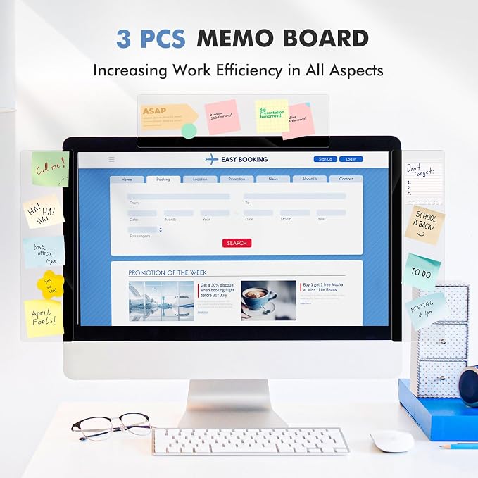 DOLLAR BOSS 3 Pcs 11" x 3.1" Transparent Acrylic Monitor Memo Board | Computer - Image 2