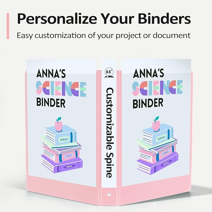 BinderX Extra Durable 3 Ring Binder, Round Rings 0.5 Inch Binder, Fits 100 - Image 5