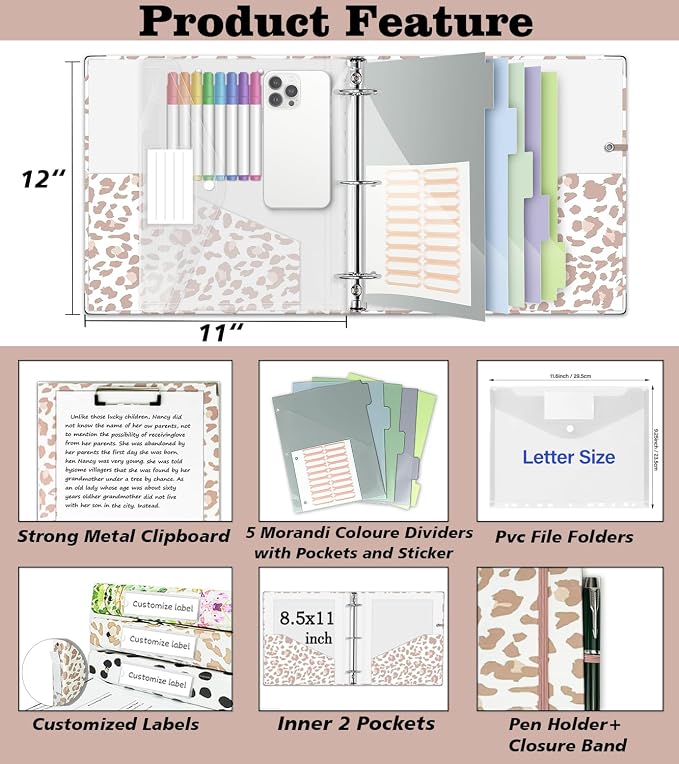 3 Ring Binder 2 Inch for 8.5"x11" Paper, Three Ring Binders - Image 2