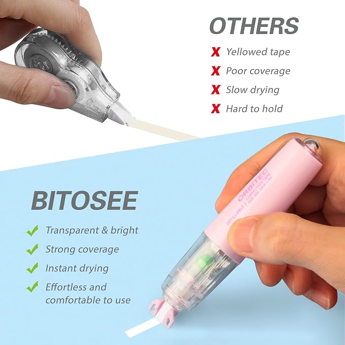 Refillable Retractable Quick Dry Correction Tape, Mini Small Japan Aesthetic - Image 4