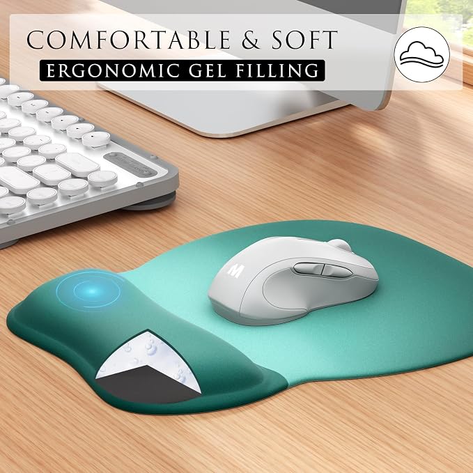 MROCO Ergonomic Mouse Pad with Gel Wrist Rest, 9.4 x 8.1 in, Gel Wrist Comfort - Image 4