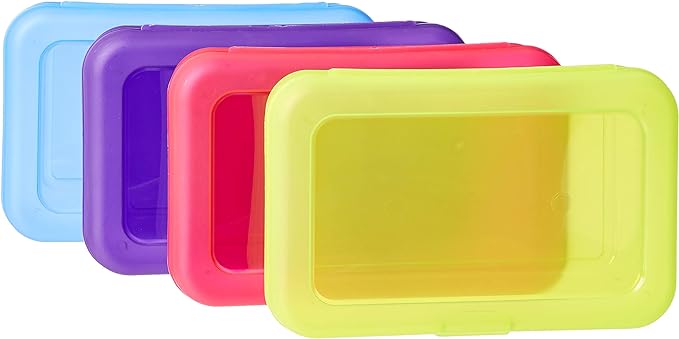 Amazon Basics Large Pencil Cases, Storage Organizer, Durable Plastic School - Image 3