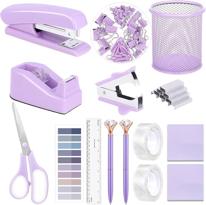 Office Supplies Set, Desk Accessories, Stapler And Tape Dispenser Set, Pen by musejoy