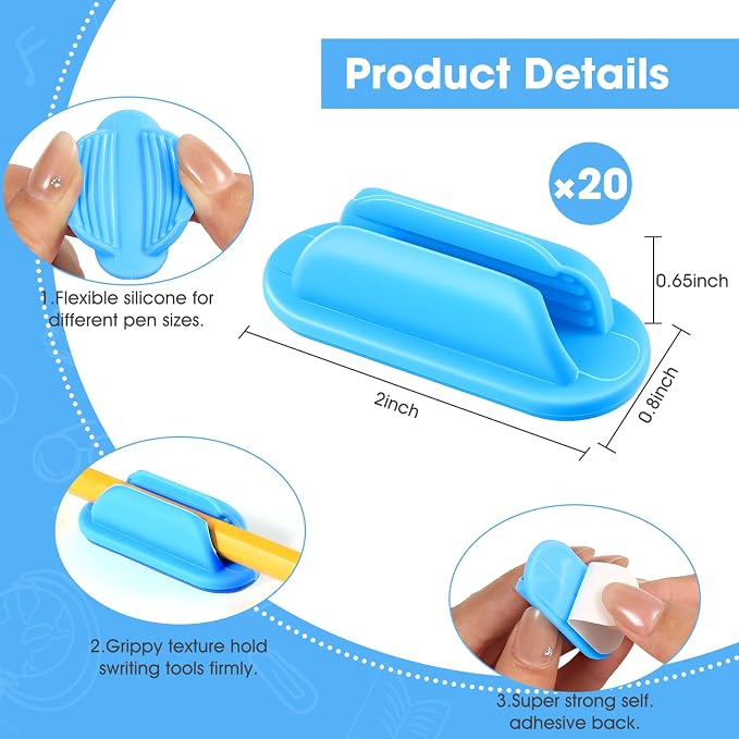 VZZNN 20 PCS Adhesive Pencil Holders, Silicone Marker Organizer - Image 5