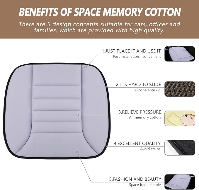 MYFAMIREA Car Seat Cushion Pad 1.2" Thick Comfort Seat Protector - Image 2