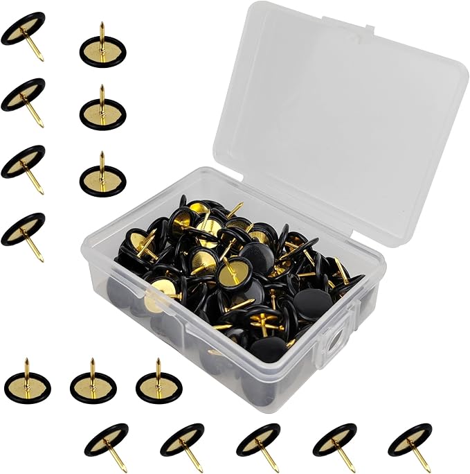 100 Pcs Thumb Tacks, Drawing Pins, Metal Flat Push Pins, Round Head Drawing Pins by FOHOLA