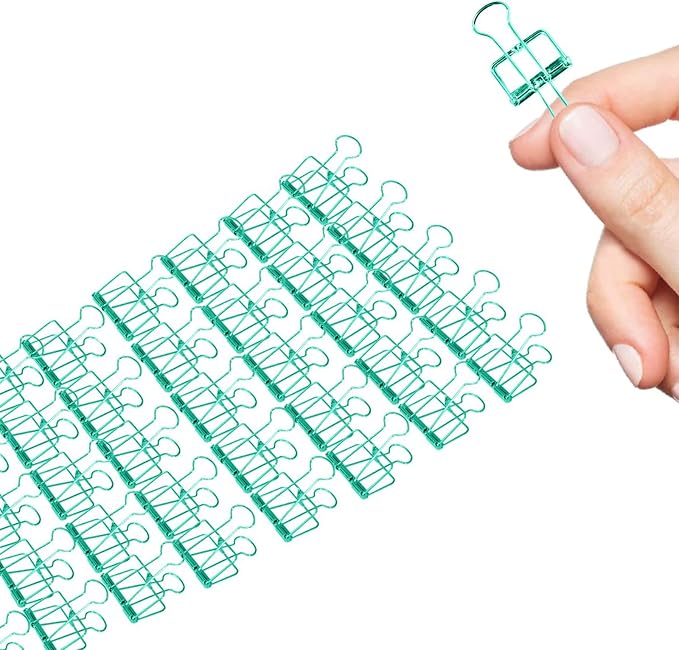 Small Binder Clips, 36 Pack, 3/4 Inch, Standard 19mm, Hollow Out Green by Makanu