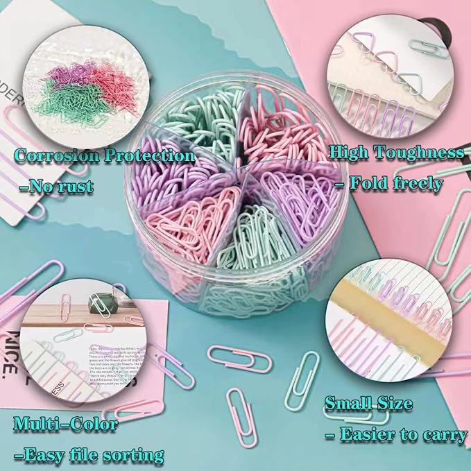 Macaron Colored Paper Clips, 1.1" Medium Paper Clip（28mm - Image 5