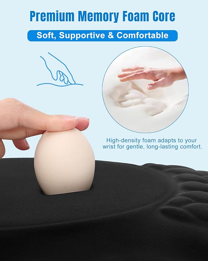 Ergonomic Mouse Pad with Wrist Rest, Slope Design Memory Foam Support, Smooth - Image 3