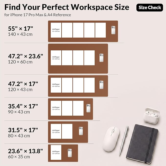 AFIING Leather Desk Mat 35.4" x 17", Large Mouse Pad, Non-Slip & Waterproof - Image 7