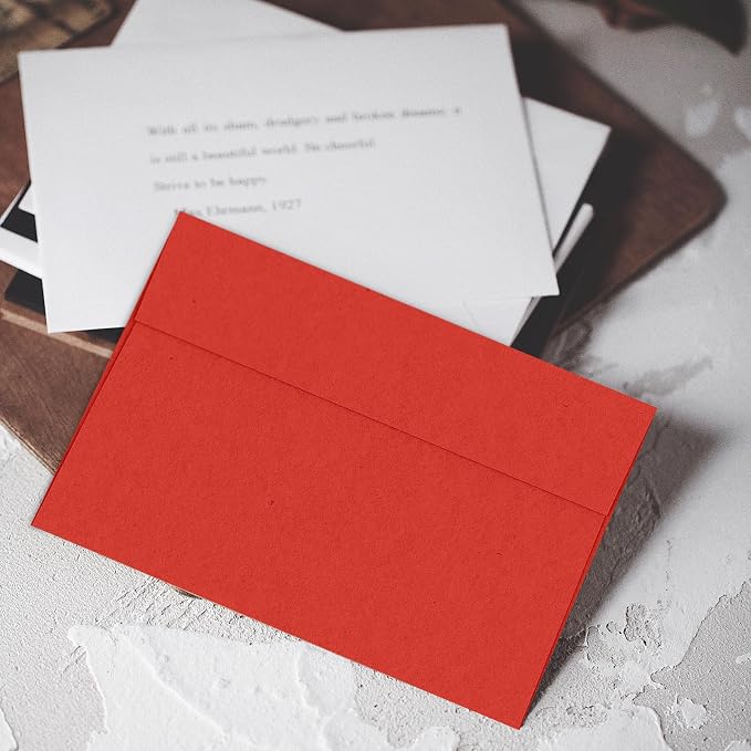 Red A2 Envelopes Self Seal 100 Pack, 120 GSM Printable Goefun 4.375 x 5.75 - Image 2