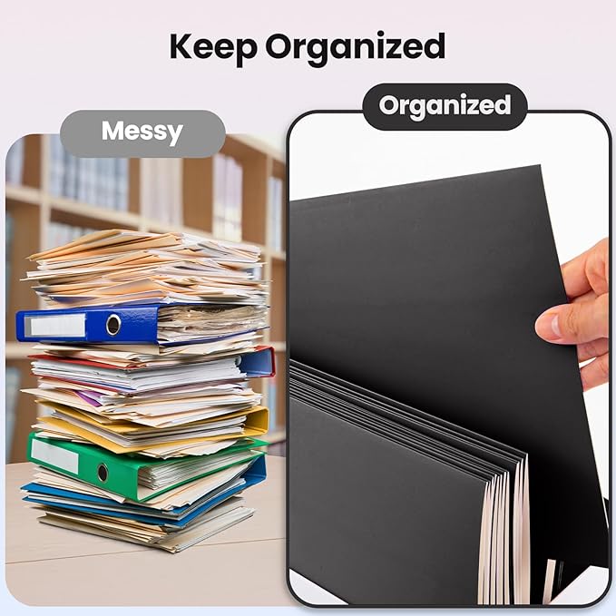 BIBRADAA® 100 Packs Black File Folders, Paper Folder Surface - Image 3