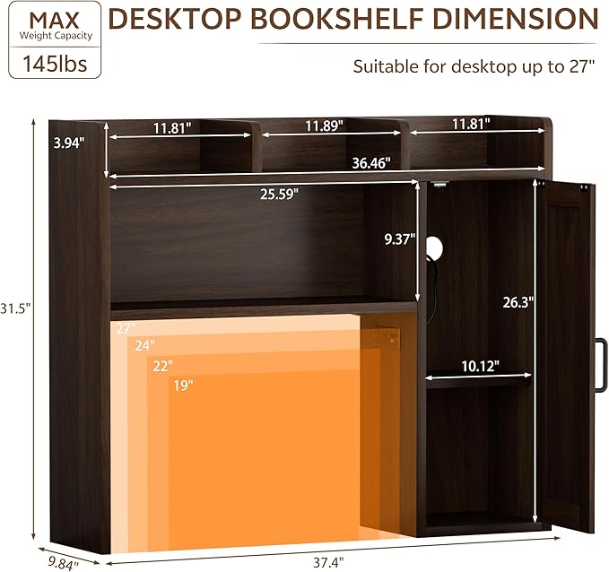 Desktop Bookshelf, Desk Hutch - Image 2