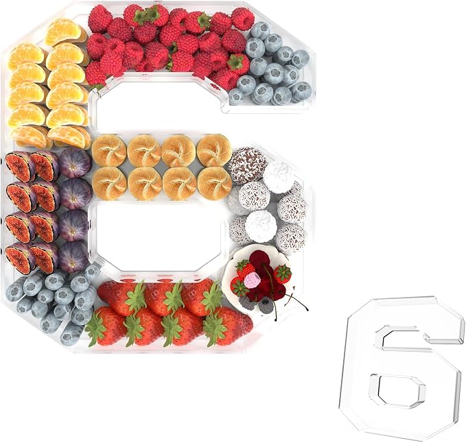 13.8" Acrylic Number Charcuterie Tray, Fillable Number Charcuterie Box by Tdsuco