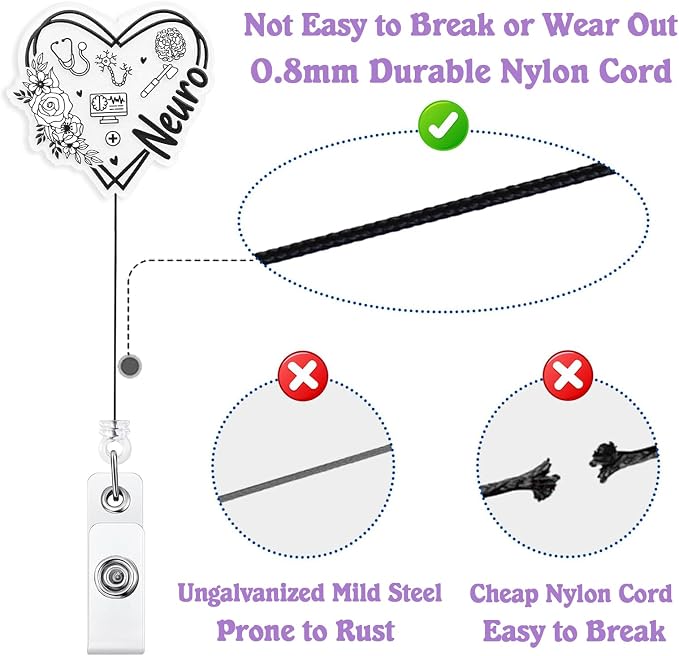 Elegant Neuro Badge Reel Retractable, Cute Neurology Nurse Acrylic Badge Reel - Image 4