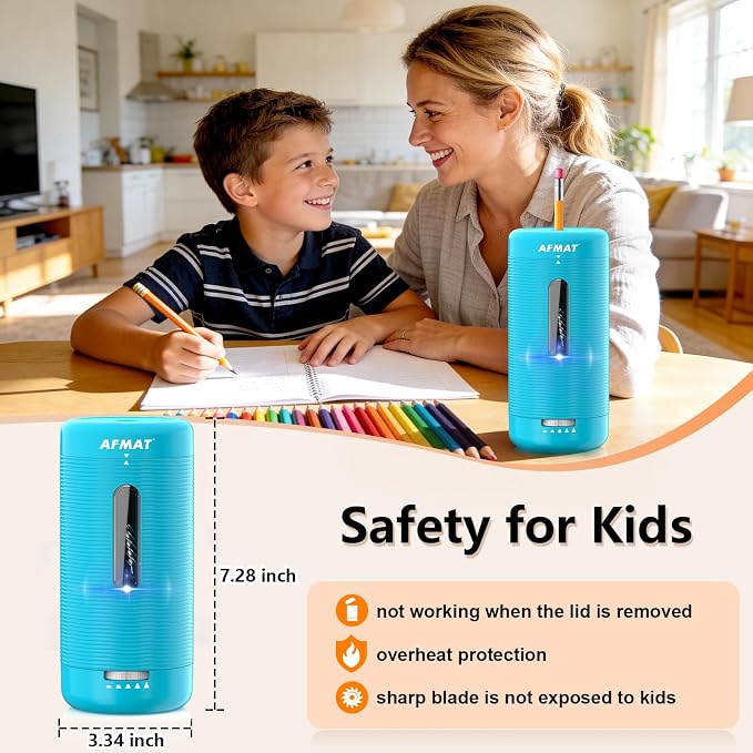 AFMAT Electric Pencil Sharpener, Fully Automatic Pencil Sharpener, Auto in & Out - Image 4