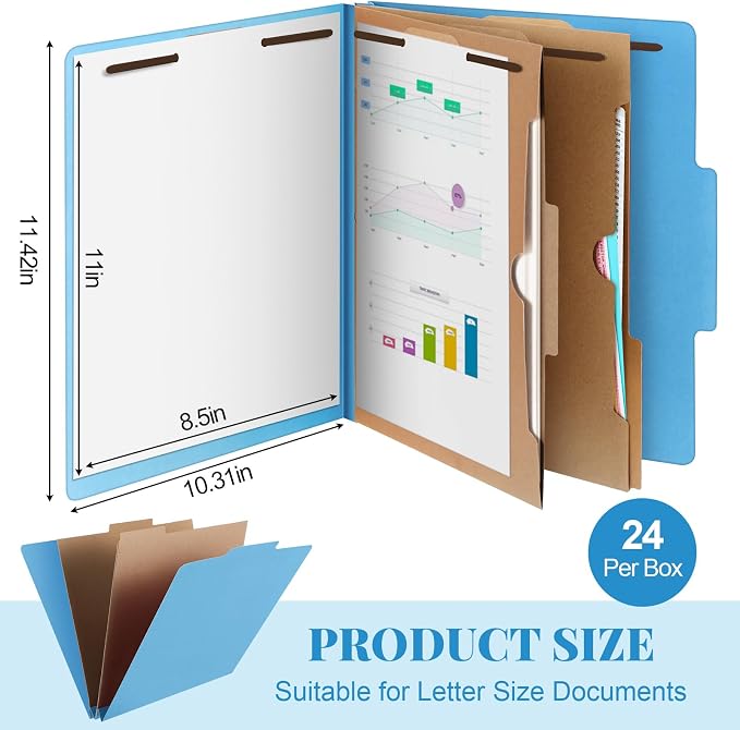 Skyygemm 24 Pcs Classification Folders Letter Size, 2 Pocket Dividers - Image 2