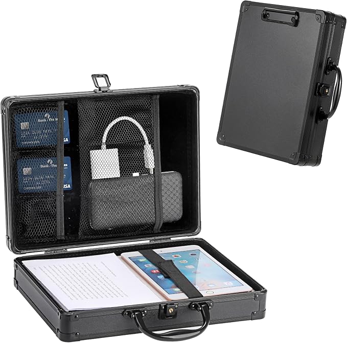 Clipboard Storage Box with Key Lock and Handle, 12x9 Inch Aluminum Clipboard - Image 6