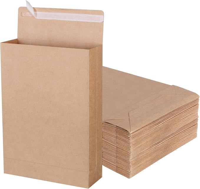 zmybcpack 50 Pack 9.4" x 13.2" Expandable Catalog Envelopes, Large Kraft by zmybcpack