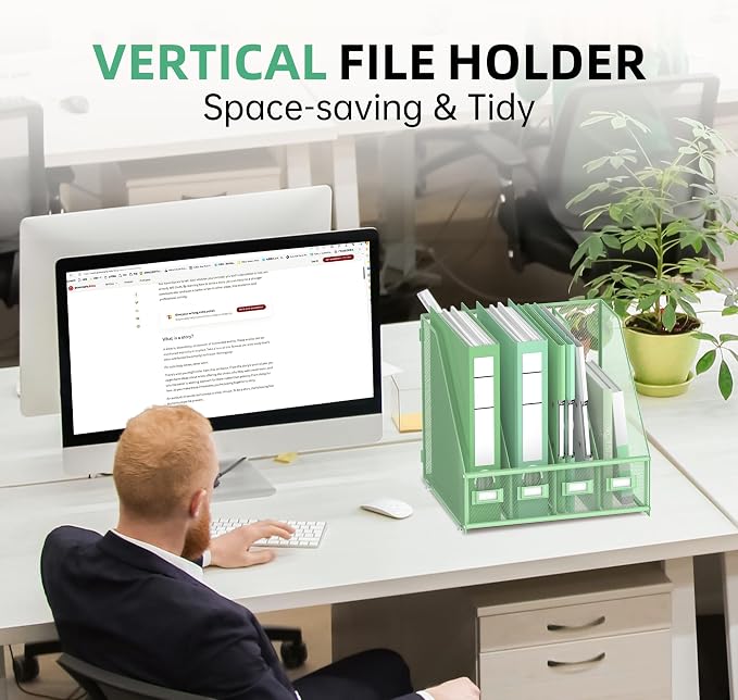 DALTACK 4 Vertical Compartments Magazine File Holder, Binder Organizer - Image 5