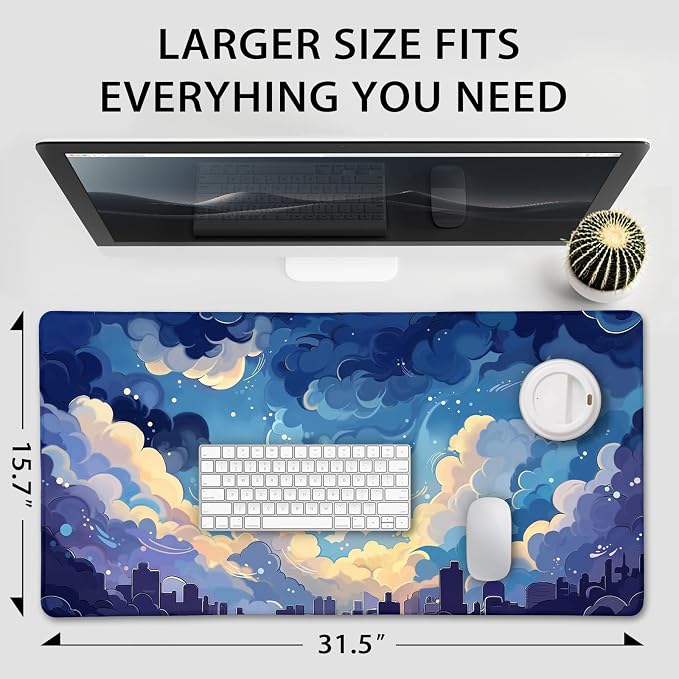 Blue Nebula Aesthetic Large Gaming Mouse Pad 31.5"x15.7"｜XXL Desk Mat, Non-Slip - Image 4