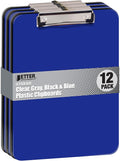 Better Office Products Assorted Colors Plastic Clipboards, 12 Pack, 12.5 x 9 by BetterOfficeProducts
