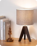 EDISHINE Boho Small Table Lamp, Walnut Color Wooden Tripod Bedside Lamp by EDISHINE
