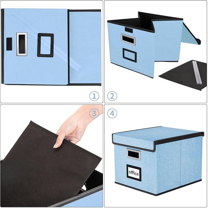 File Organizer Box with Lid, Collapsible File Folder Organizer - Image 5