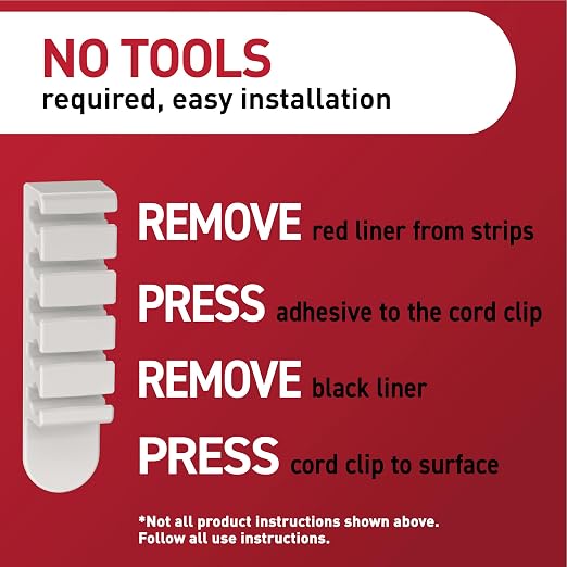 Command 5-Cord Clip Organizer, 4 Clips and 8 Medium Strips, 1 Clip Holds up to - Image 7