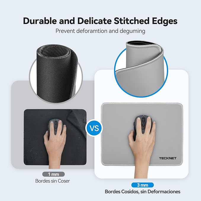 TECKNET Mouse Pad with Anti-fray Stitching, Waterproof Surface & Non-Slip - Image 2