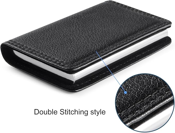 Wisdompro Business Card Holder, 2-Sided PU Leather Folio Name Card Holder - Image 5