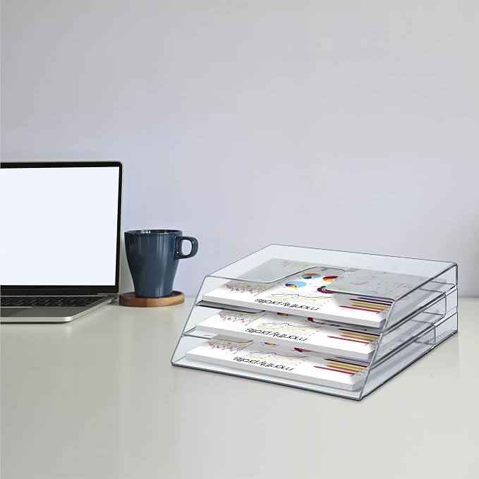 Acrimet Horizontal Triple File Folder Holder Organizer, Open Top Desktop - Image 3