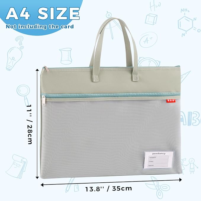 Pendancy Mesh Zipper Pouch A4 Size, Large Double Pocket Waterproof File Bag - Image 2