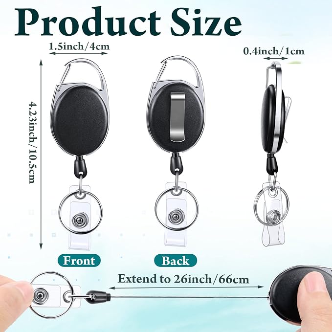 Laumoi 150 Packs Retractable ID Badge Holder Name ID Badge Reel Clips Keychain - Image 2