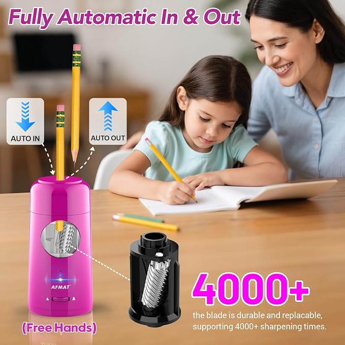 AFMAT Electric Pencil Sharpener, Rechargeable Fully Automatic Pencil Sharpener - Image 2
