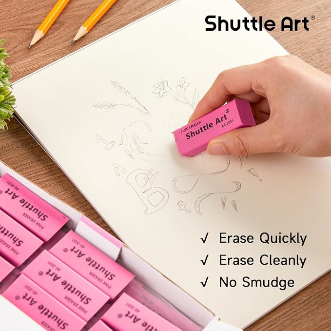 Pink Erasers, Shuttle Art 120 Pack Pink Erasers Bulk - Image 4