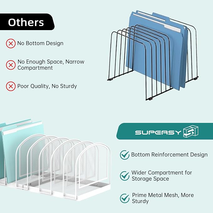 SUPEASY File Organizer 9-Section Mesh Desk Organizer, Upright File Organizer - Image 2