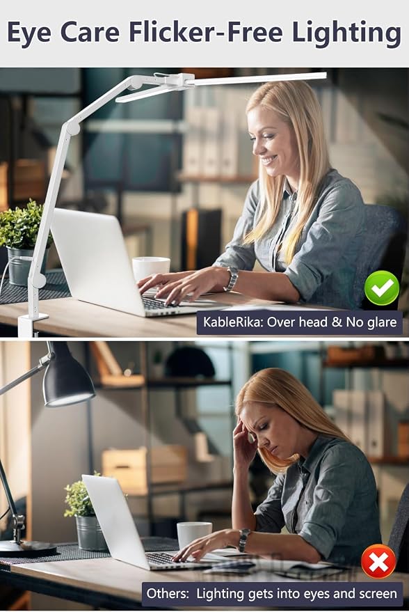 KableRika Desk Lamp, Double Head Desk Lamp - Image 7