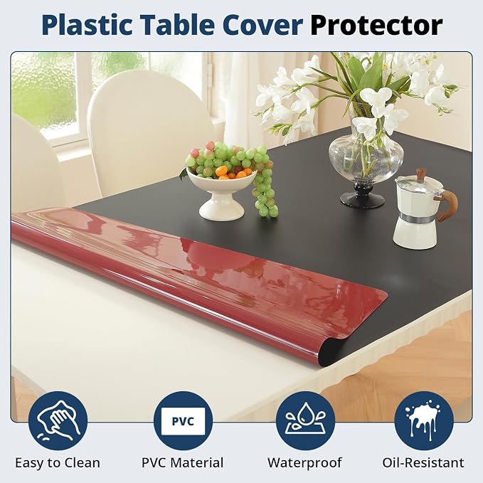 OstepDecor Black Table Cover Protector 36 x 63 Inch, 1.5mm Thick Plastic Table - Image 4