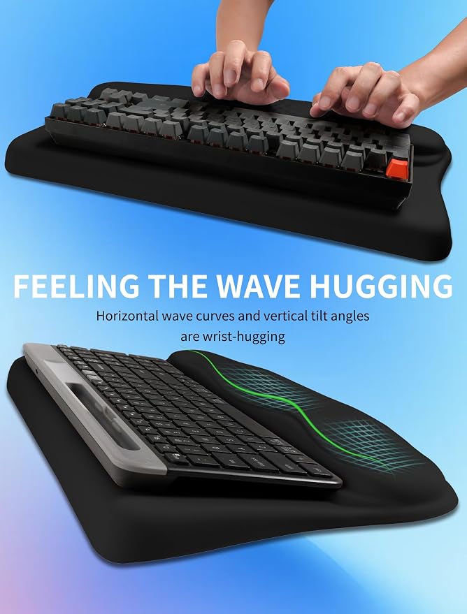 Ergonomic Wave Wrist Rest with Keyboard Stand, Cushioned Palm Rest, Comfortable - Image 4
