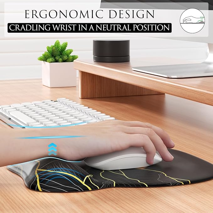 MROCO Ergonomic Mouse Pad with Gel Wrist Rest, 9.4 x 8.1 in, Gel Wrist Comfort - Image 3