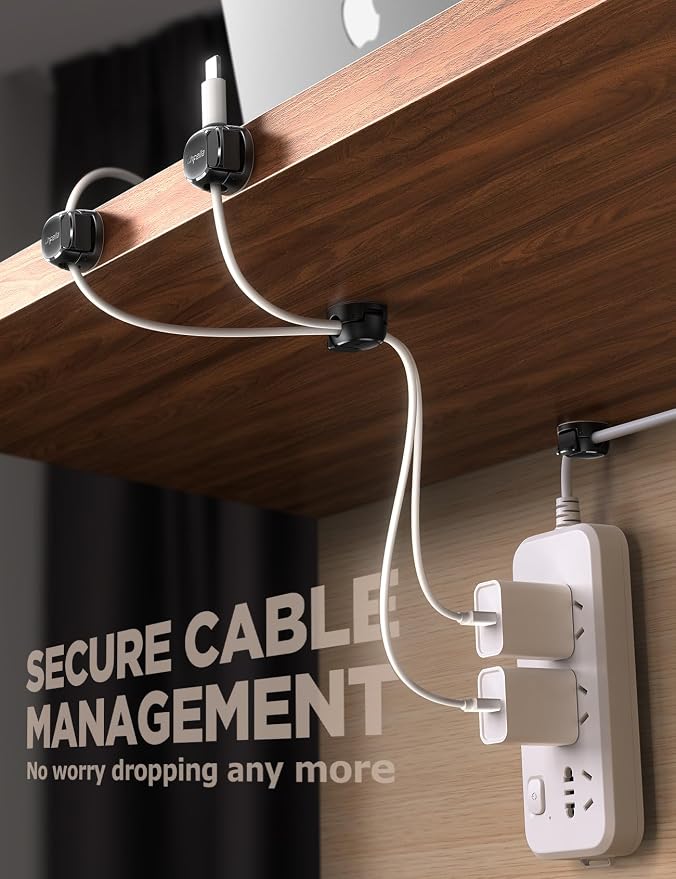 8-Pack Cable Clips, Dorm Room Essentials, Quick-Lock Cord Organizer, Cord Holder - Image 6