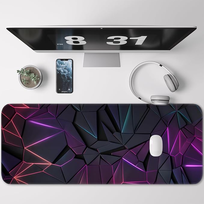 Stylish Geometric Design Gaming Mouse pad, Non-Slip Rubber Base, Stitched Edges - Image 2