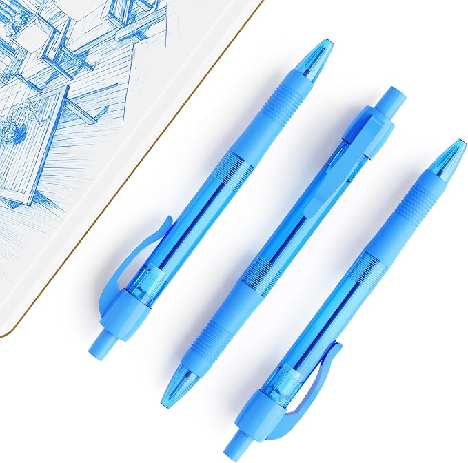 deegtran Pens Bulk, 30 Pack No Bleed Sky Blue Ink Click Pens - Image 5