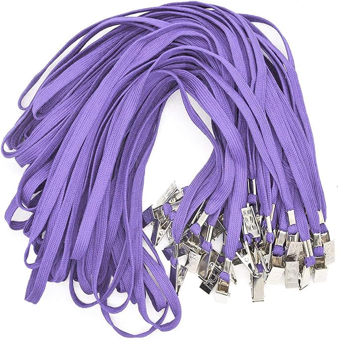 Bird Fiy 50 Pcs Cotton Lanyards Bulldog Clip 32-inch Flat Braid Neck Lanyard by BirdFiy