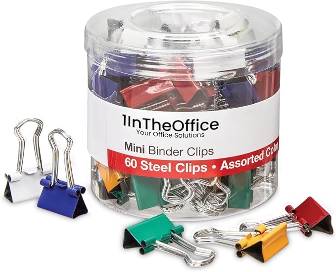 1InTheOffice Mini Binder Clips, Paper Clamp, Metal Binder Clips, Document by 1InTheOffice