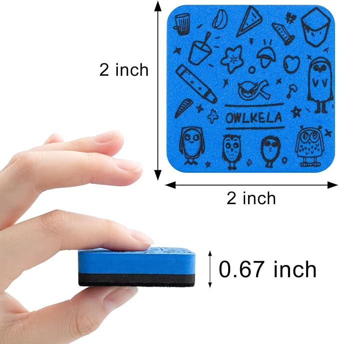 OWLKELA 30 Pack Magnetic Blue Whiteboard Eraser, EVA Material - Image 2