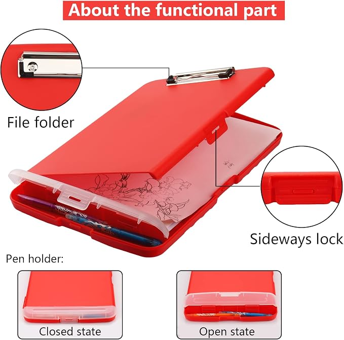 SFLHHDM Clipboard with Storage, Clip Boards 8.5x11, Plastic Clipboards with Pen - Image 5