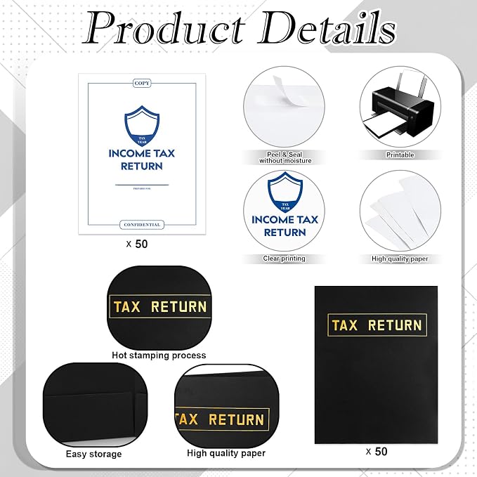Kosiz 100 Pcs Tax Return Folders and Tax Return Envelopes Bulk 9 x 12 Inch 2 - Image 2